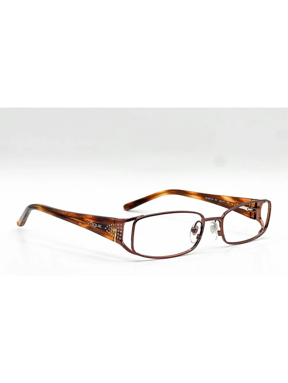 Vogue VO 3671-B 811 Dark Brown Rectangle Authentic Eyeglass Frames 53-17